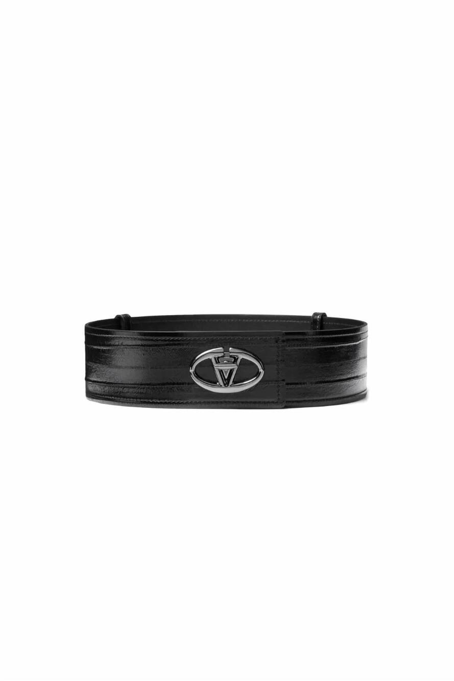 NEW VALENTINO GARAVANI women's vlogo bold edition leather belt in black